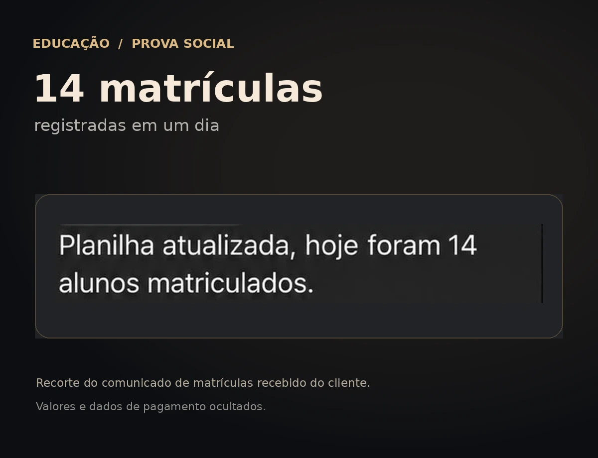 Print com resultado de matrículas no segmento educacional